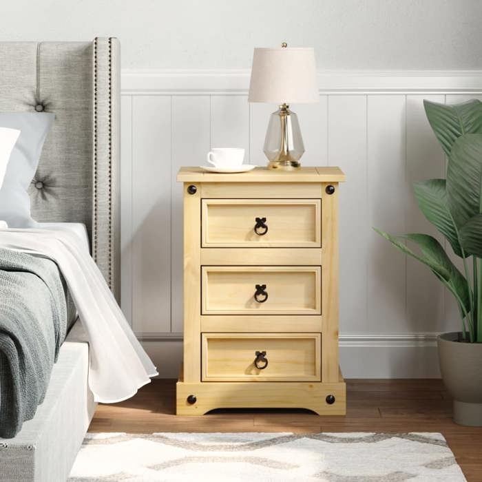 VidaXL Corona Bedside Table 53x39x66 Cm Solid Pine Wood, Bedside Furniture, Side Table, Bed Cabinet, Cabinet of 4005659