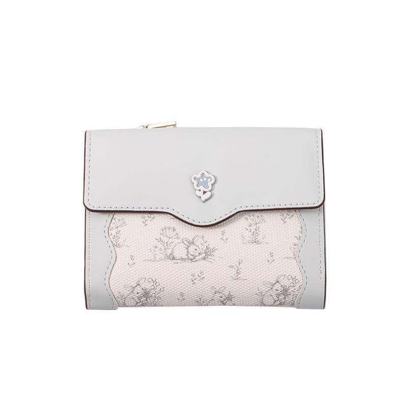 Hot-selling wallet women's card bag simple integrated flowers and plants small fresh girls change bag zipper