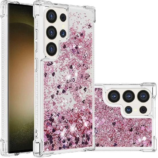 Compatible with Samsung Galaxy S24 Ultra Liquid Case Glitter Cute Clear Phone Case Shiny Quicksand Shockproof Protective Soft TPU Girly Women Case