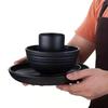 16-Piece Black Wheat Straw Tableware Set: Dinner Plates, Water Cups, Salad Bowls