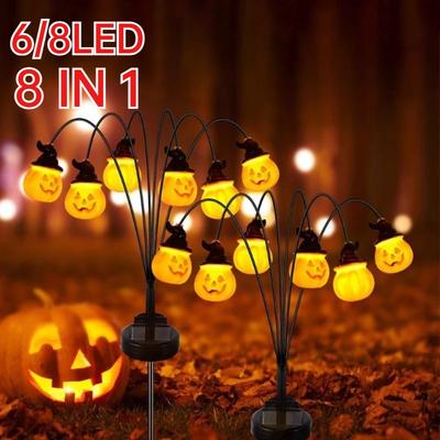 Lampada solare per prato Lampada da giardino Lampade solari a paletto per sentiero di zucca di Halloween Decorazione di Halloween Impermeabile per esterni
