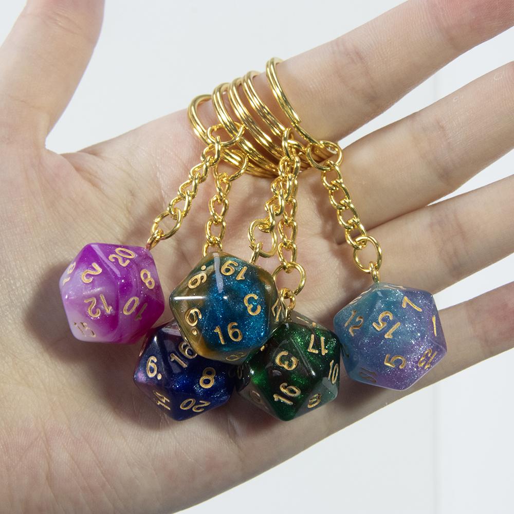 Galaxy D20 Dice Keychain Fashion Keyring Ornament Key Chain Pendant Men Kids Toys Gifts