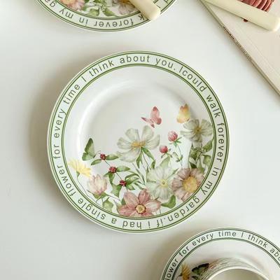Ins Haushalts-Hochwertige Keramikplatte Hochwertige Frische Kleine Gänseblümchen Essteller Salat Obstteller Westliche Speiseteller Geschirr