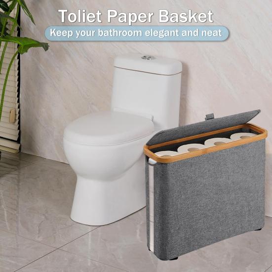 Toilet Paper Storage Basket Large Capacity Waterproof Multi-purpose Easy To Install Toilet Paper Storage Organizer with Lid