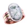 Natural Green Dendrite Opal Gemstone 925 Solid Silver Two Tone Ring S.6US A0y75