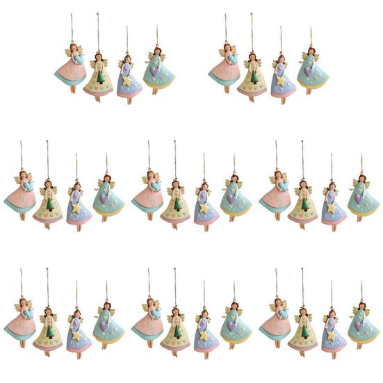 Tre Engel Julepynt Rustikk Gårdshus Engeldekorasjoner Juletre Hengepynt for Ferie Hjemmedekor