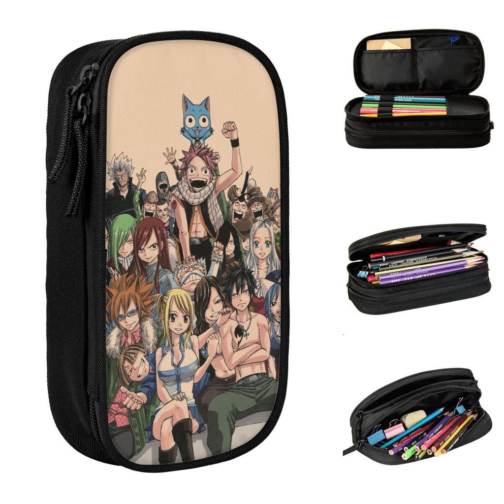 Dragneel Natsu Lucy Erza Pencil Case Anime Fairy Tail Pencilcases Pen for Student Big Capacity Bag School Supplies Stationery