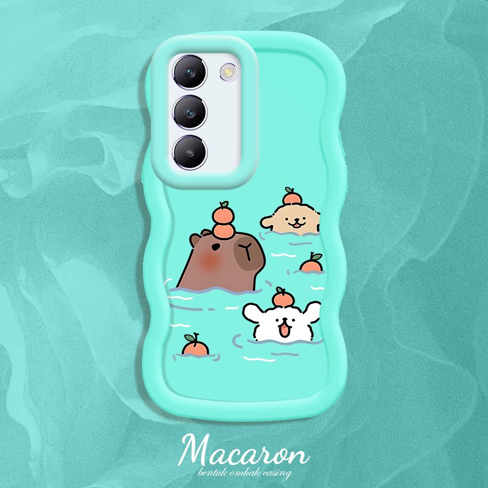 

Окрашенный узор Big Wave Edge Мягкий силиконовый материал Macaron чехол для телефона противоударный защитный резиновый чехол для OnePlus Vivo Motorola Moto Vivo Y03 синий