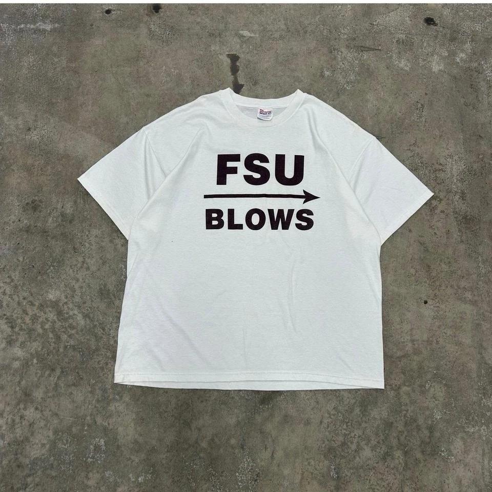 

Vintage 90s FSU BLOWS Parody White T-Shirt Size XL S