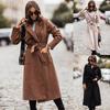 Women's Double-Breasted Wool Coat - Autumn/Winter Minimalist Lapel Long-Sleeve