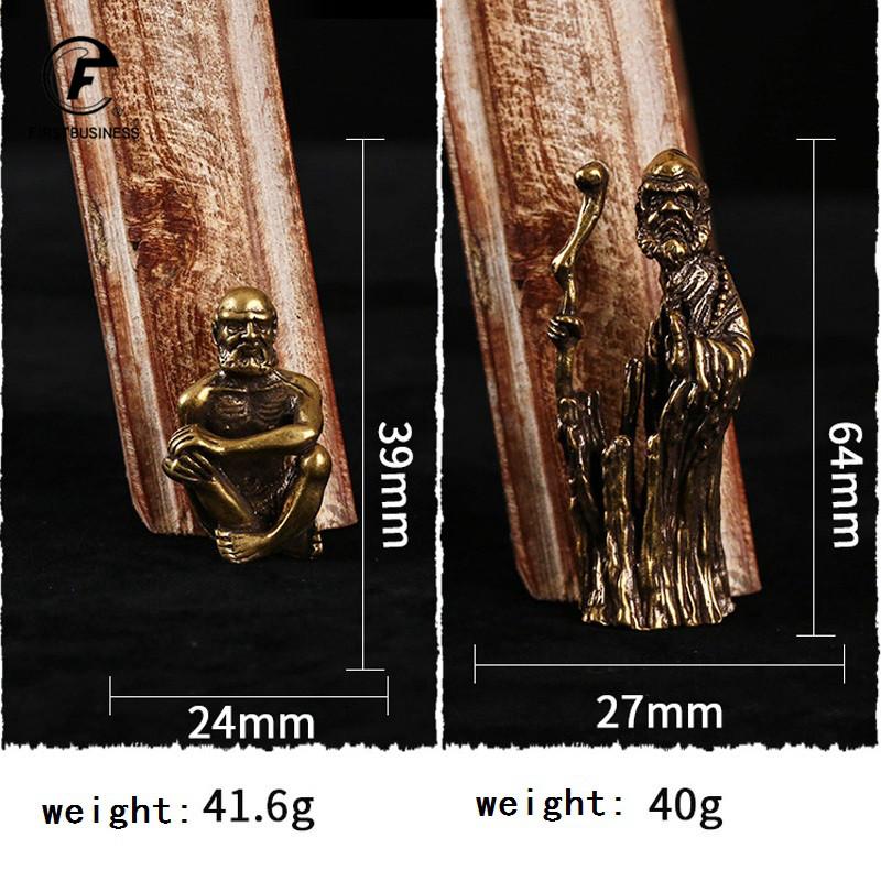 Retro Brass Sitting Bodhidharma Buddha Statue Desk Ornaments Metal Copper Dharma Figurines Miniatures Home Decorations Accessory