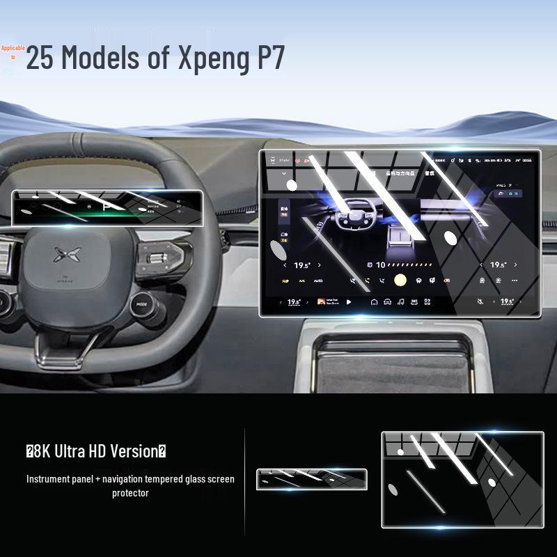 Tempered Glass Screen Protector for 25 Xiaopeng P7 Models - Central Control Navigation Film for Interior Modification