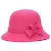 Women Cap Solid Color Bowler Cap Faux Wool Wide Brim Cloche Hat for Tea Party Church Wedding
