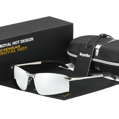 RoyalHot Erkekler Süper Serin Yansıtıcı Metal Alaşım Polarize Uv400 Güneş Gözlüğü Sürüş Gözlük Gözlük
