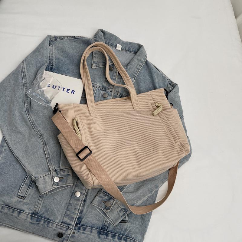 Torba typu tote z kordu, damska, dojazdowa, torba typu crossbody, duża pojemność, torba na ramię dla studentki