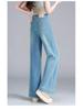 Women's High-Waisted Blue Retro Wide-Leg Denim Pants