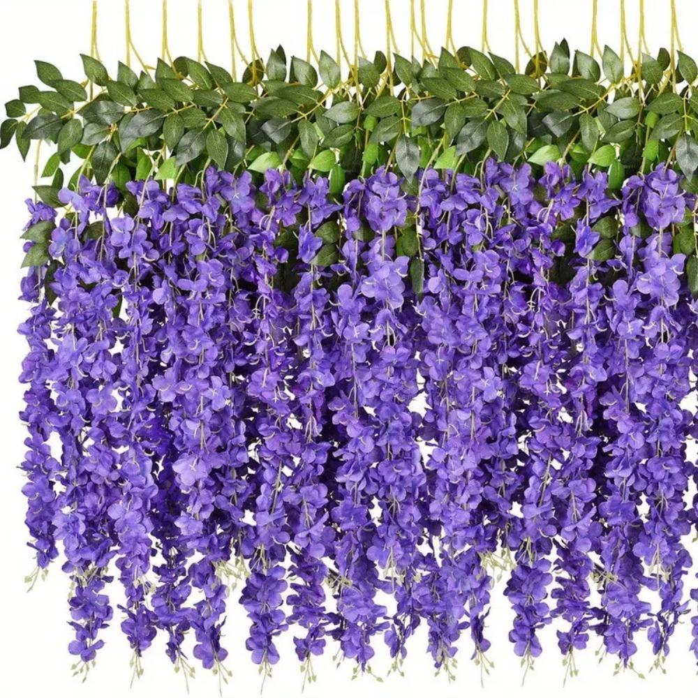 12pcs 110cm Simulated Wisteria Long Branches Hanging Trailing Artificial Plant Vine Silk Trailing Flower String