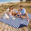 Picknickdecke - Strand - Baumwolle - "Marineblaue Streifen" 180x200