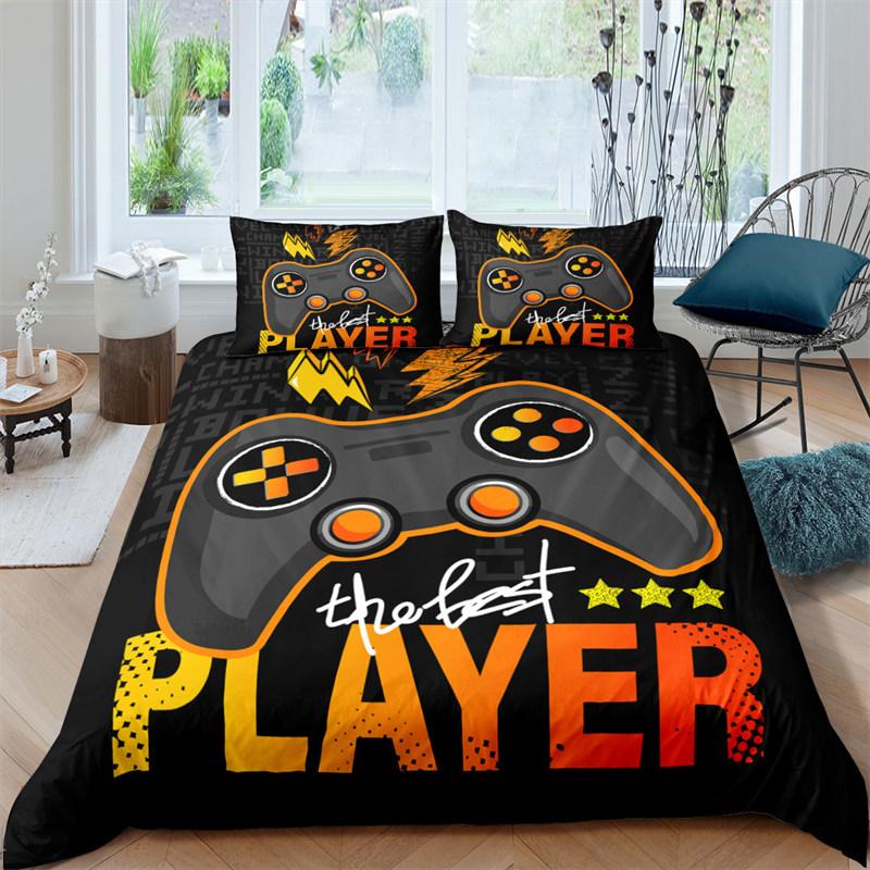 Boys Gamepad Duvet Cover Kids Young Man Video Games Bedding Set Twin Microfiber Classic Gaming With Controller Black Quilt Cover