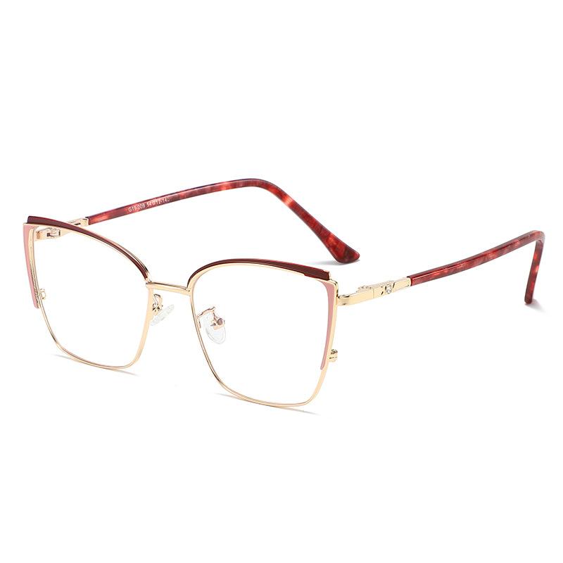 Women Blue Light Reading Glasses Fashion Metal Cat Eye Type Eyeglasses Frame Myopia Optical Lenses Computer Eyewear