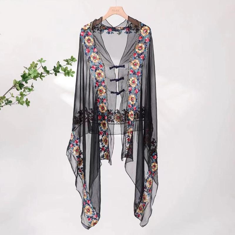 

Жіноча вишивка Літо Різнокольорова Пляжна Квітковий візерунок Захист від сонця Дизайн з пряжкою Велоспорт Дихаючі Аксесуари для вулиці