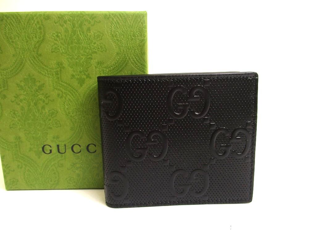 

Автентичний гаманець GUCCI з тисненням GG, чорна шкіра, біфолд, компактний гаманець #a745 Відновлений