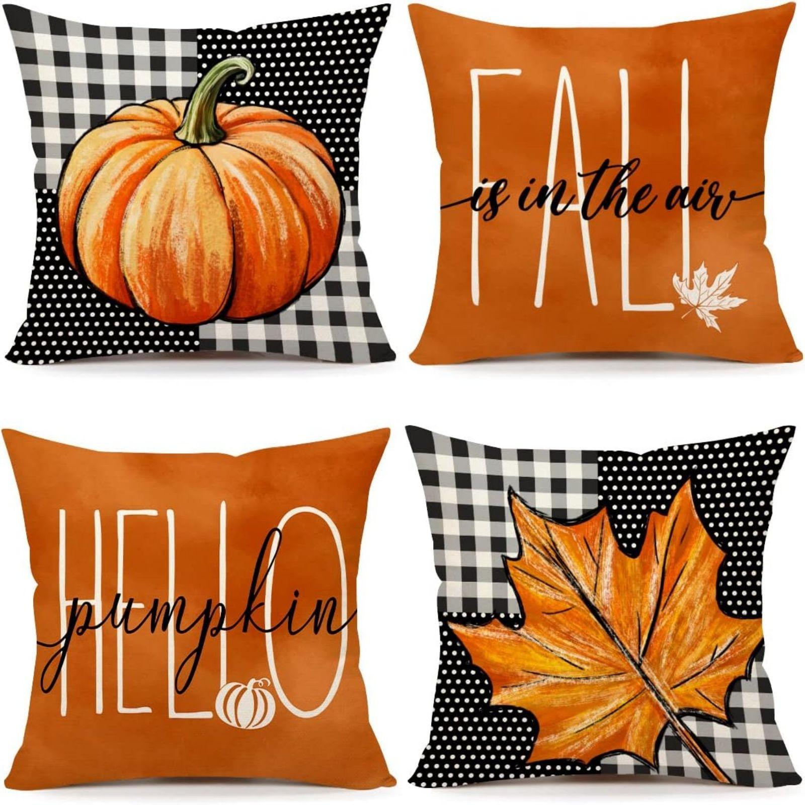 

17.7*17.7in Halloween Pillow Set Cushaw Head Series Linen Material Halloween Pillow Cover (Without Pillow Core) One Size