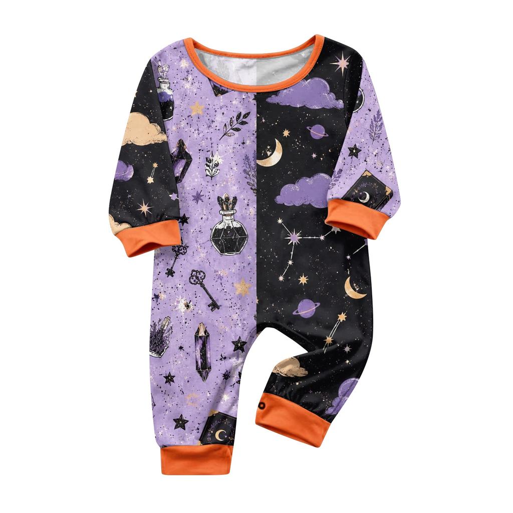 Family Matching Halloween Printed Pajama Set Short Sleeve Top and Pants for Parent and Child
