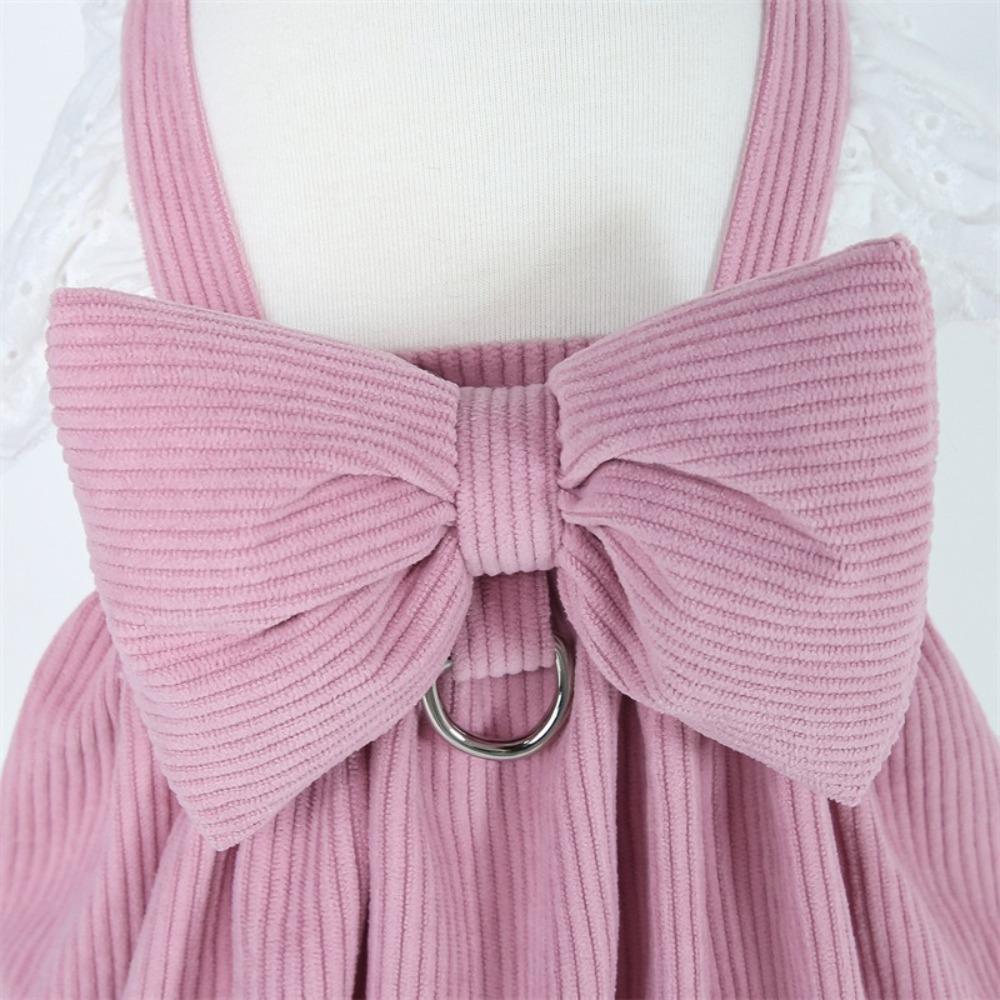 With Pulling Buckle Puppy Dresses Corduroy Spring Pet Clothing Dog Pumpkin Skirt  for Teddy Cat