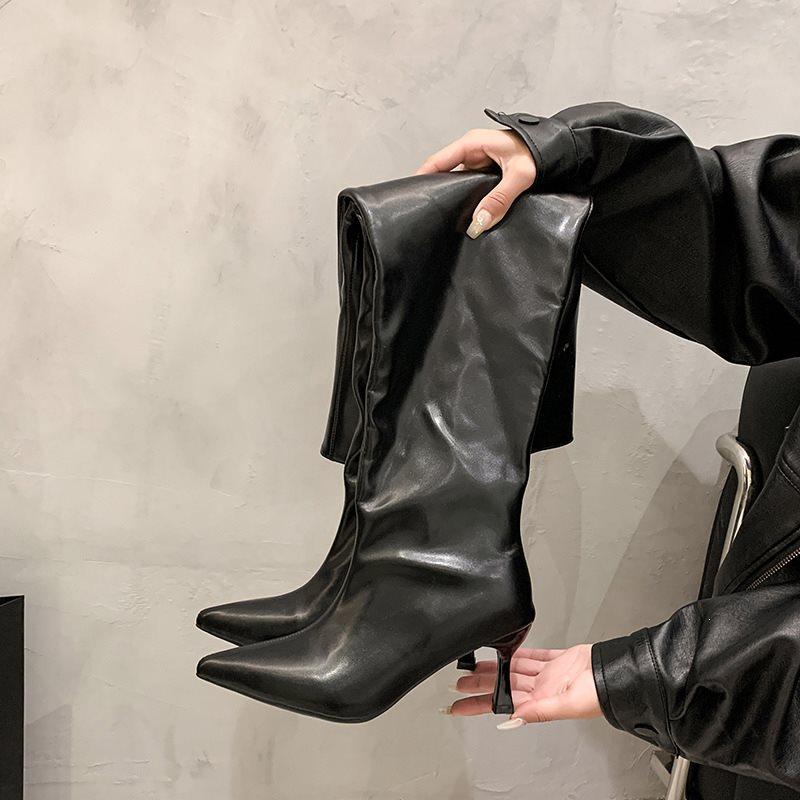 Boots Spice Girl Wide Boots Pointed Skinny Over Knee Long Boots New Fashion Thin Heel Boots Large Tube Pile Large Size