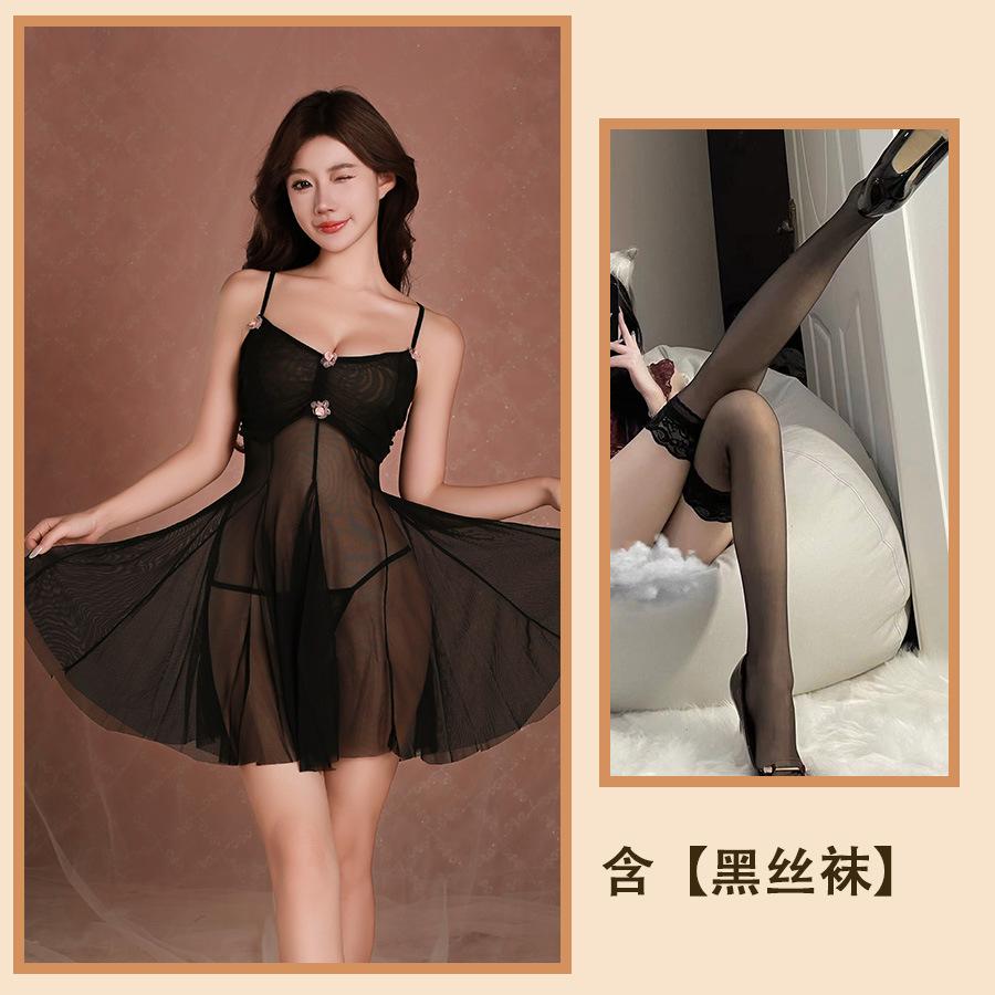 Sex Underwear Pajamas Girls Small Breasts Transparent Temptation Mesh Suspender Pajamas Pure Desire Sweet Wind Sexy