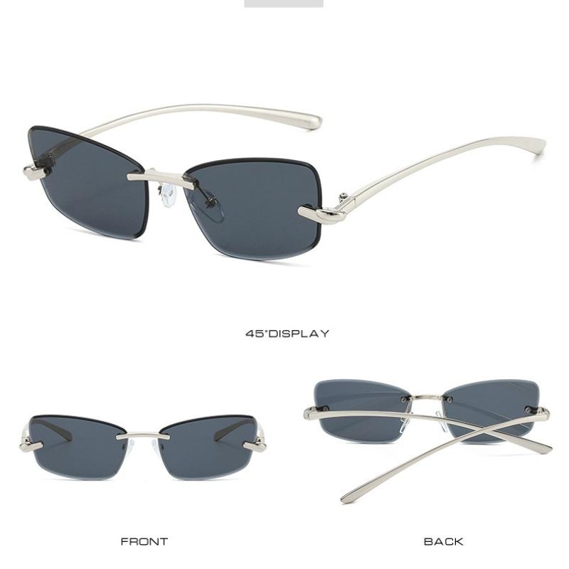 Rimless Cat Eye Sunglasses Women Fashion Trendy Eyewear