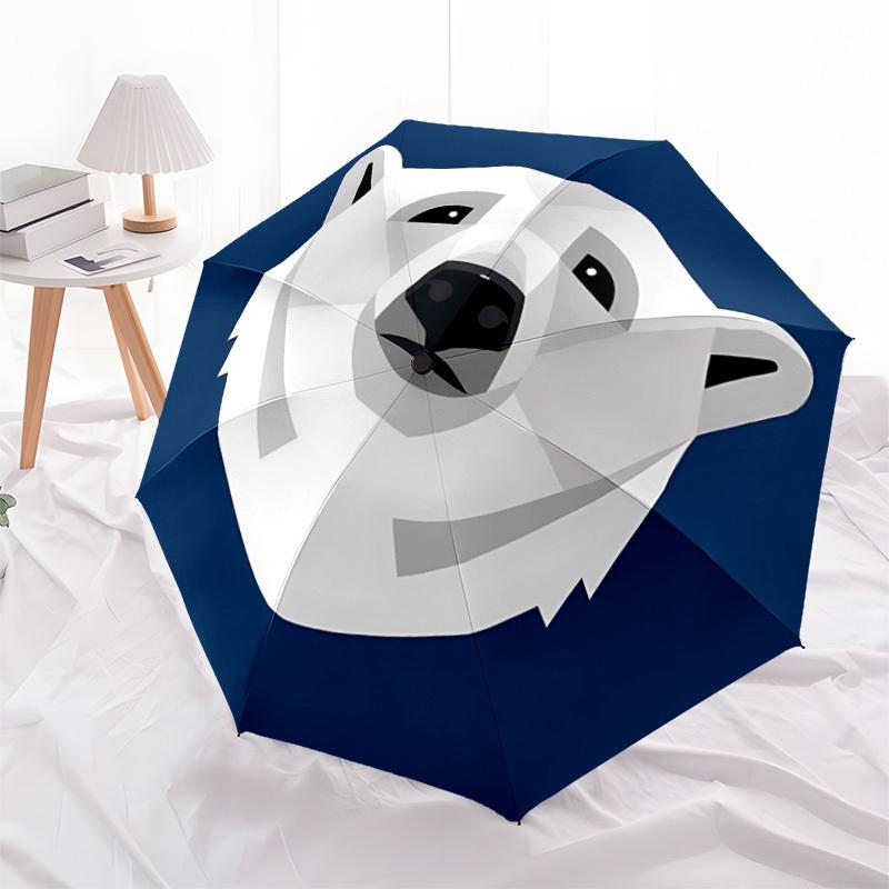 1pc Polar Bear Fashionable Automatic Opening/Closing Folding Umbrella with 8 Bones, Windproof Portable, Daily Use018
