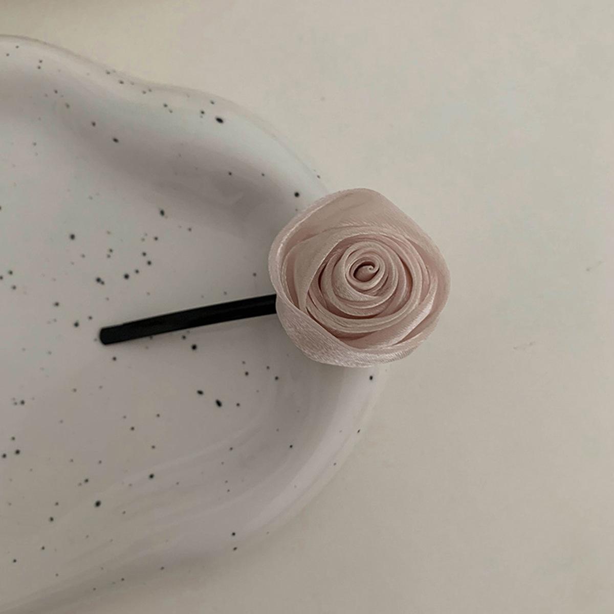 Атмосферная Роза~ Изысканная Ручная Заколка Зажим для Челки Простые Ретро Аксессуары для Волос Зажим с Меньшим Краем Верхний Зажим