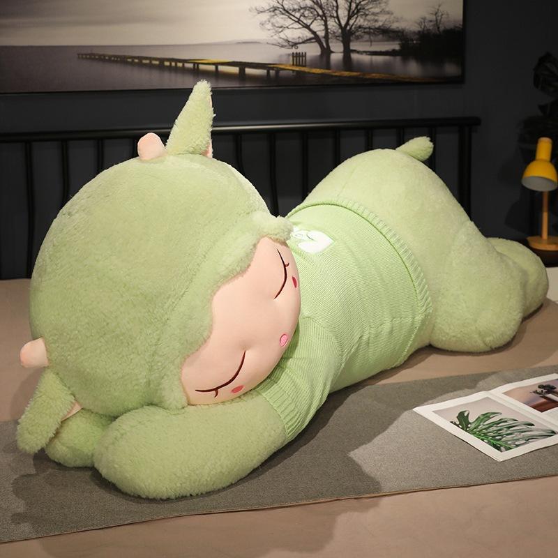 

Большой свитер овца маленькая овечка кукла плюшевая игрушка лежащая овечка кукла девочка успокаивающая тряпичная кукла подарок на день рождения 80cm（1kg） зелёный