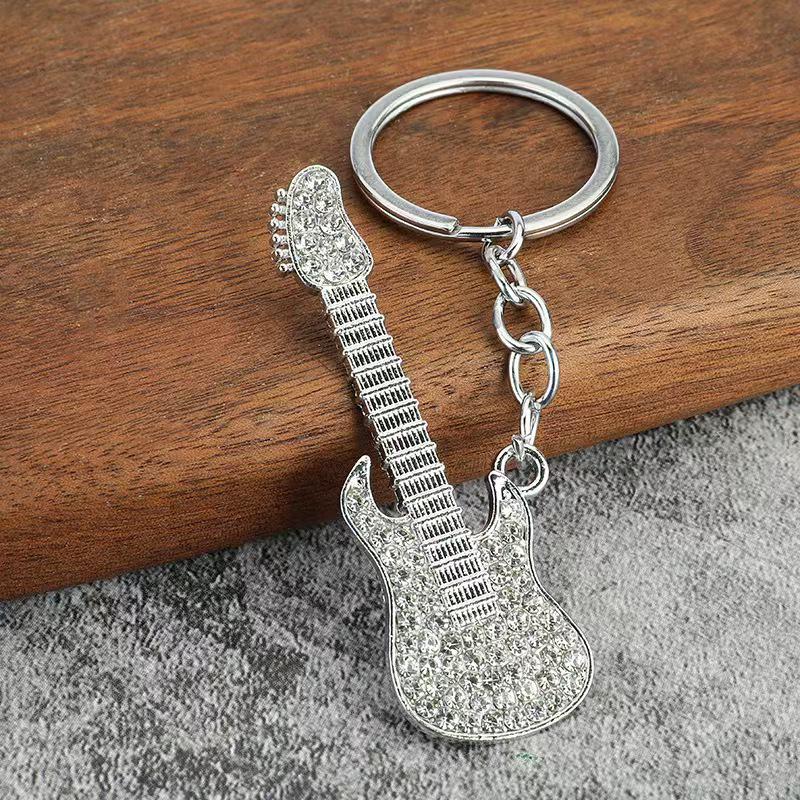 Sparkling Rhinestone Guitar Keychain - Creative Metal Car Keyring & Concert Gift Pendant