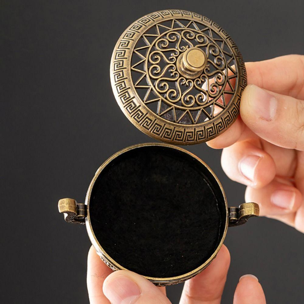 1Pcs Alloy Incense Stick Burner Sandalwood with Hollowed Out Patterns Lotus Incense Censer Retro Three Legged Stove