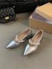 French Mary Jane shoes women's shoes spring and summer 2025 new pearl word with pointed head with skirt shallow mouth single shoes