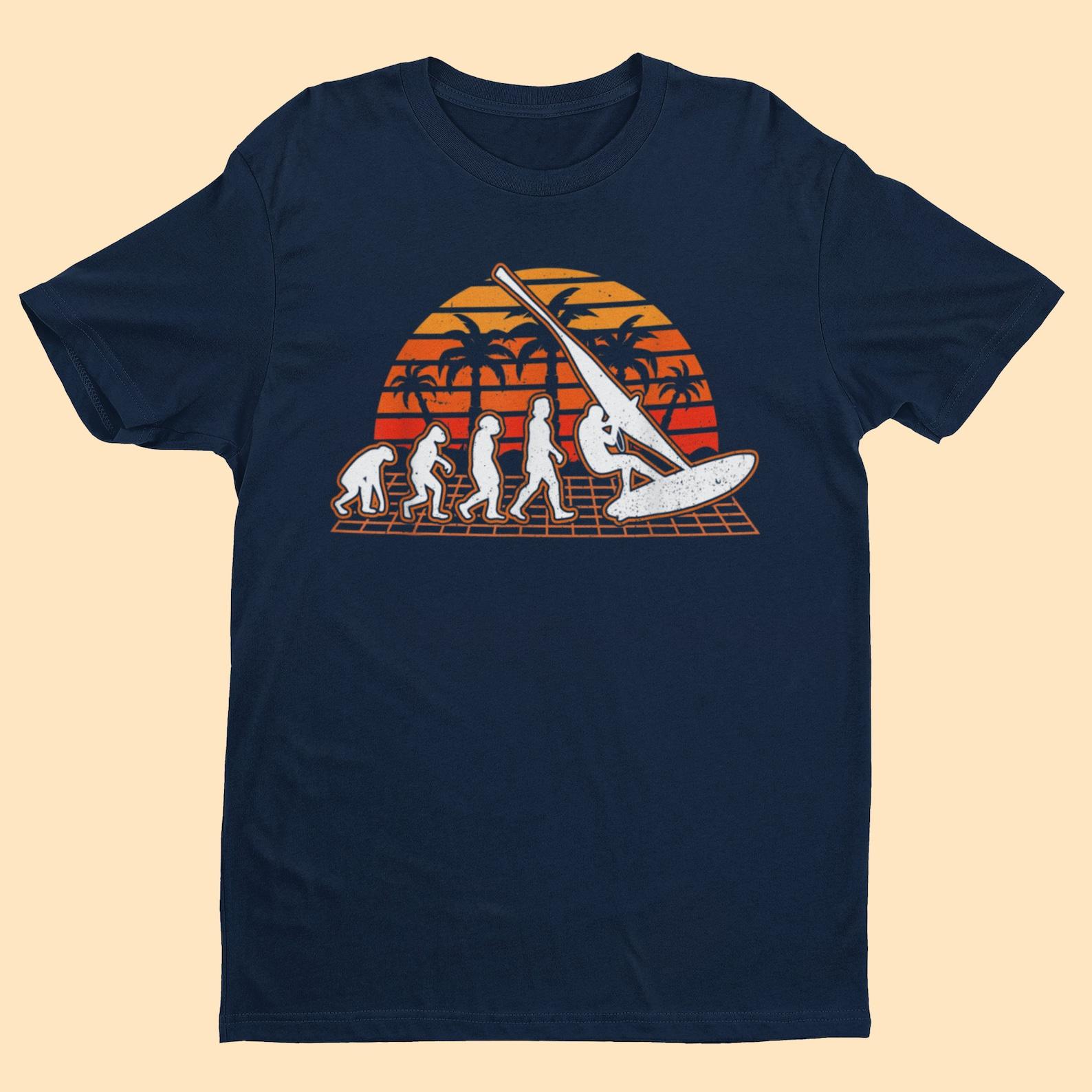 Evolution of Windsurfing T-Shirt: Darwin Style Surfing Tee 2XL