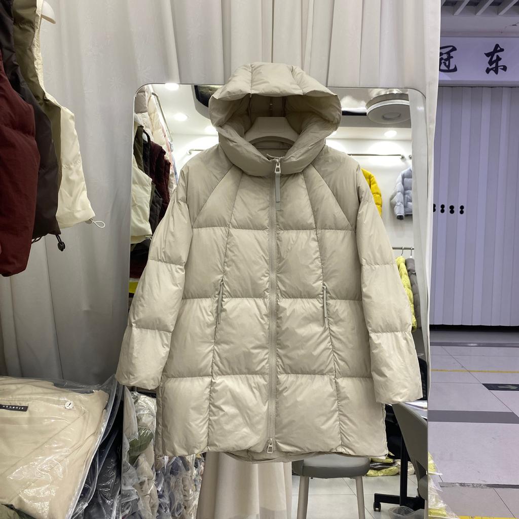 Winter Cloud Puff White Duck Down Hooded Turtle Back Down Jacket Women's Wear Medium and Long Thickened Casual Jacket Tide