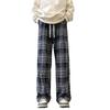 Retro Plaid Casual Pants Men's Spring and Autumn New Drape Wide-leg Cityboy Trendy Sports Straight Pants