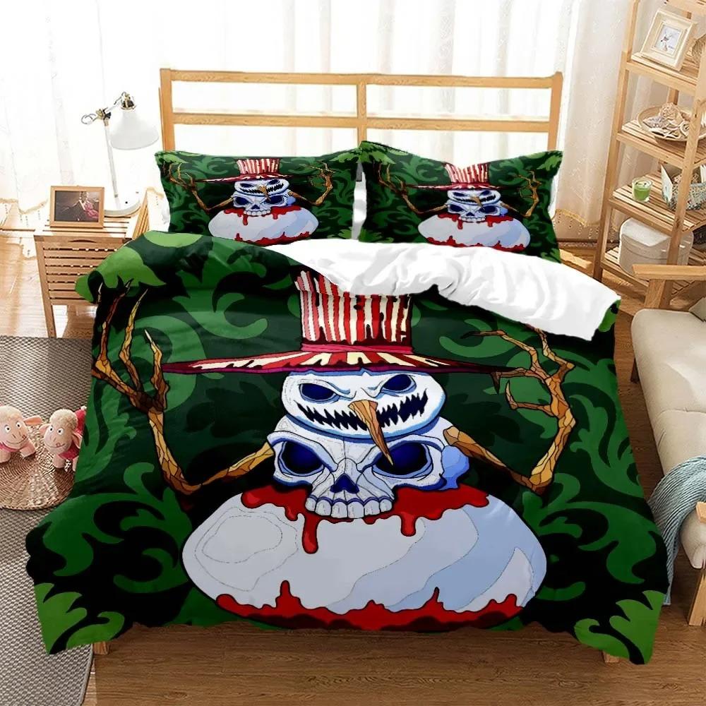 Skull Personalized Digital Printing Polyester Bedding Set For Boys And Girls Three Piece Comfortable Soft Couple Gift