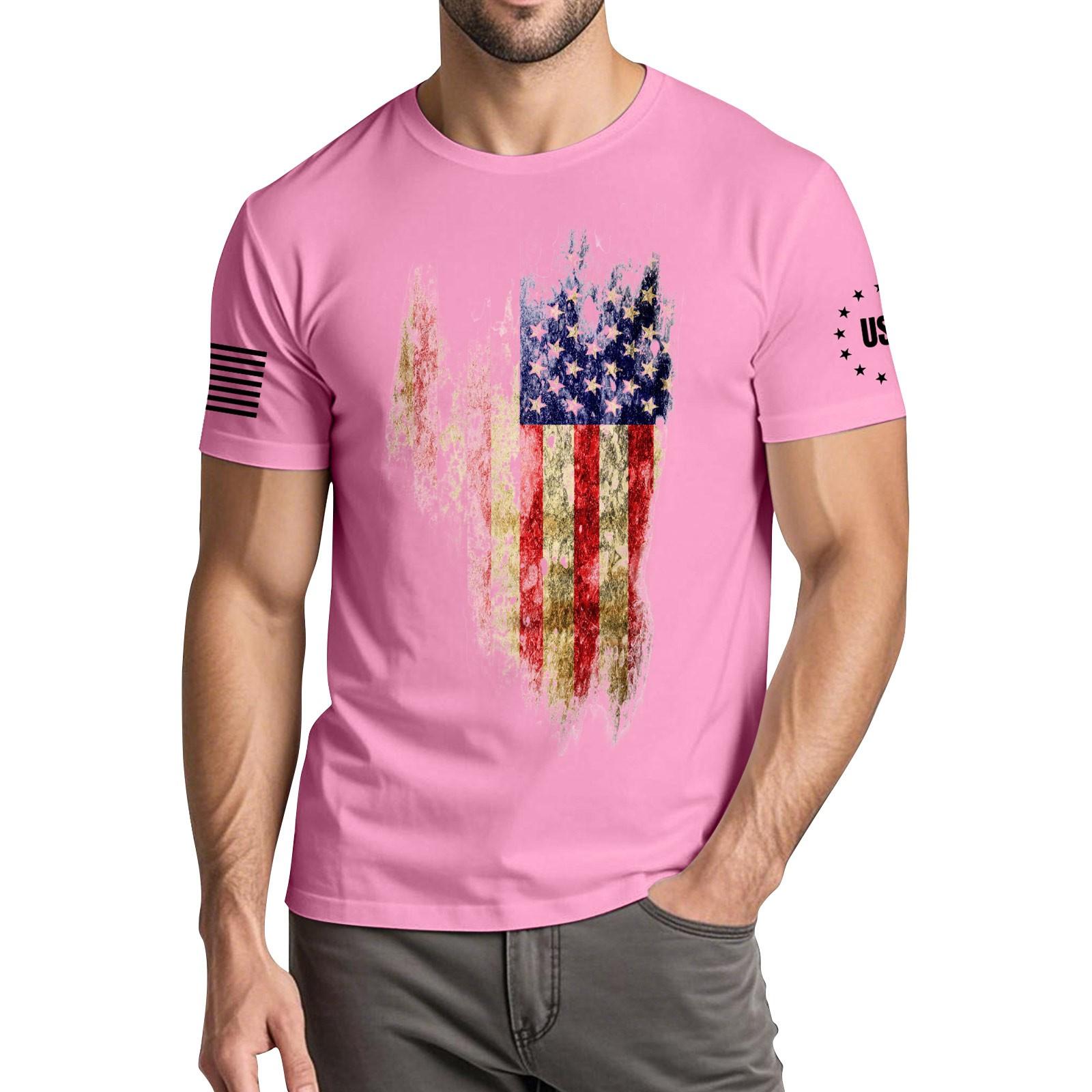 

Мужская модная повседневная футболка с круглым вырезом и коротким рукавом с принтом «День независимости» XXXL розовый