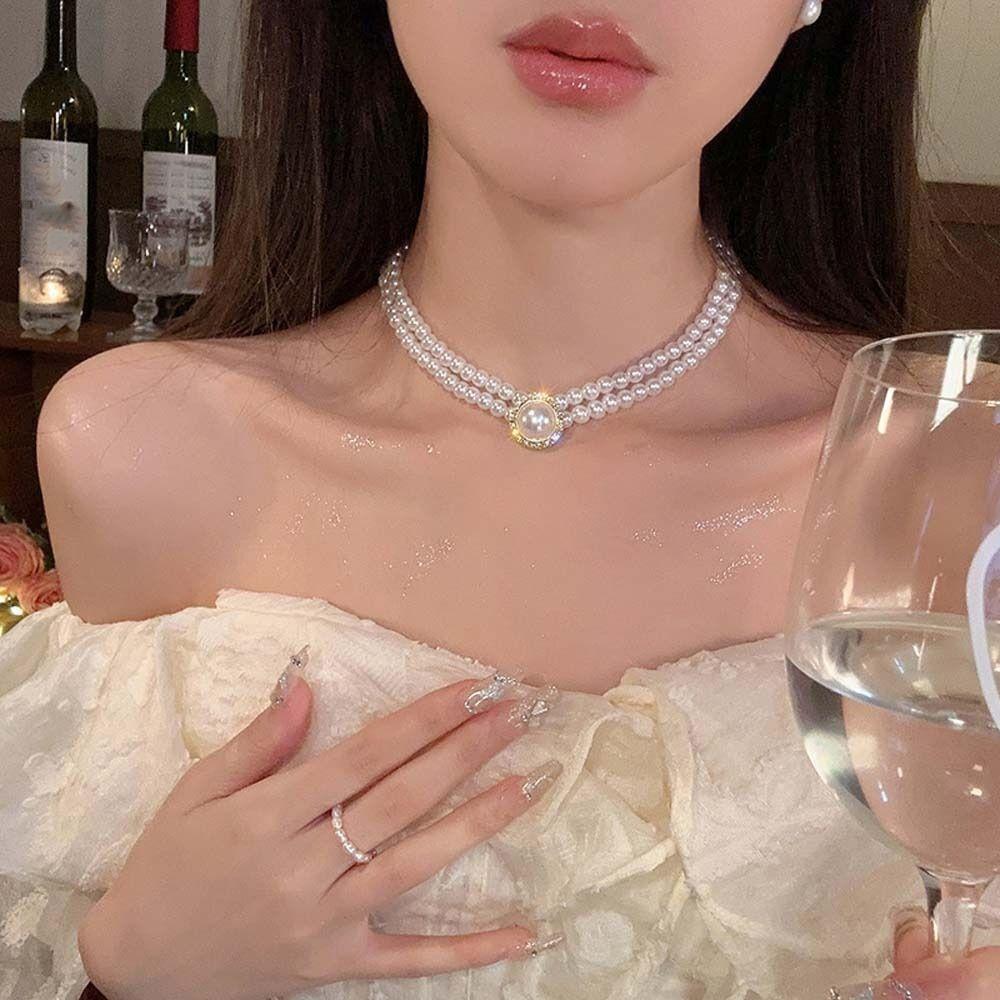 Party Pearl Necklace Beads Pearl  Choker Fashion Pearl Chain