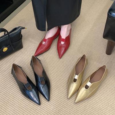 Fashion Bailamos New Women Flat Shoes Fashion Point Toe Shallow Slip On Elegant Ballerina Shoes Soft Flat Heel Dress Single Shoes