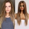 EASIHAIR Blonde Mixed Brown Lace Front Wigs Long Straight Natural Wigs for Women Silk Lace Frontal Synthetic Wig Heat Resistant