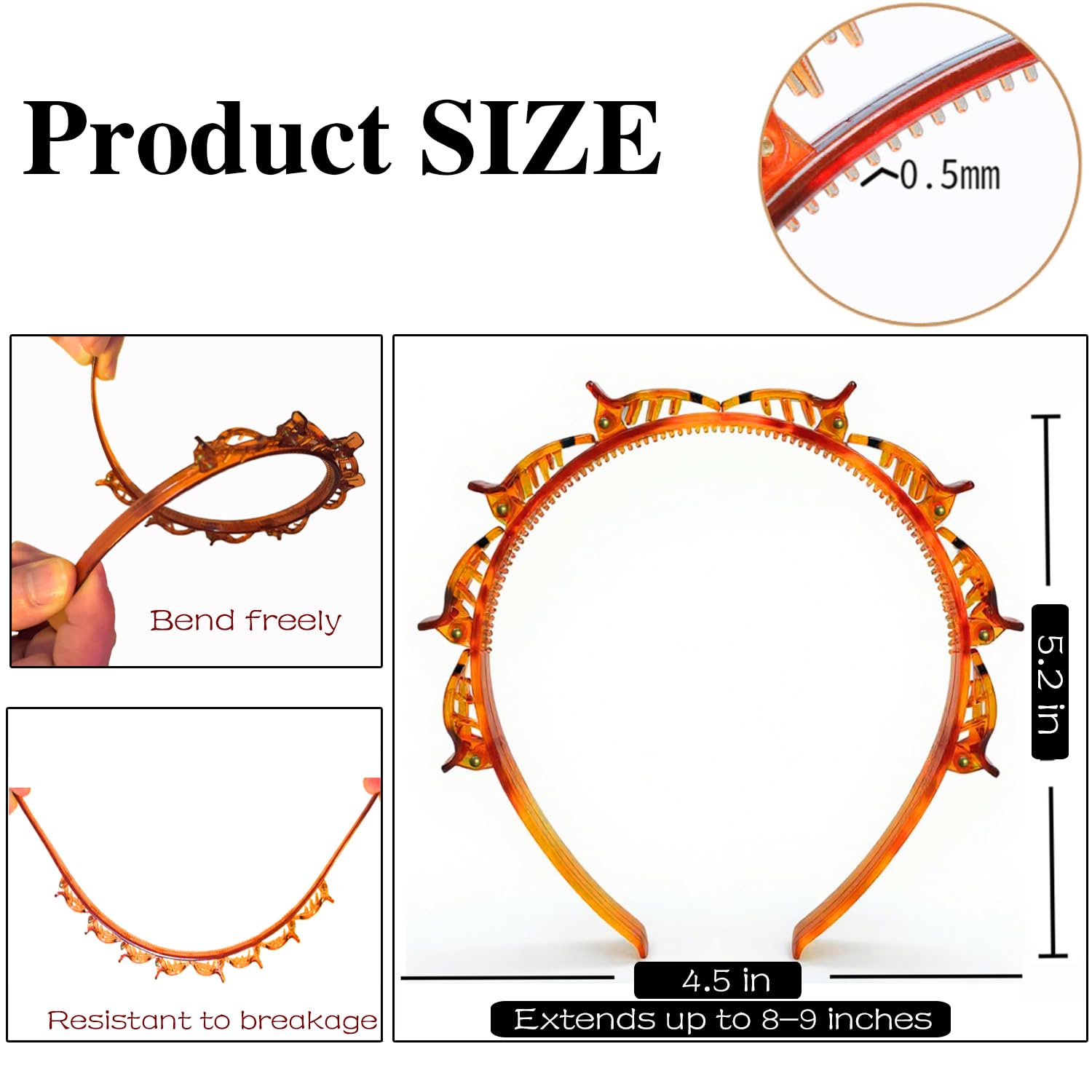 JASSINS 2 Pcs Bangs Hairstyle Hairpin Headband, Professional Weave Bangs Clip, Toothed Headband Braid Tool, Women Girls Fashion Hair Accessories