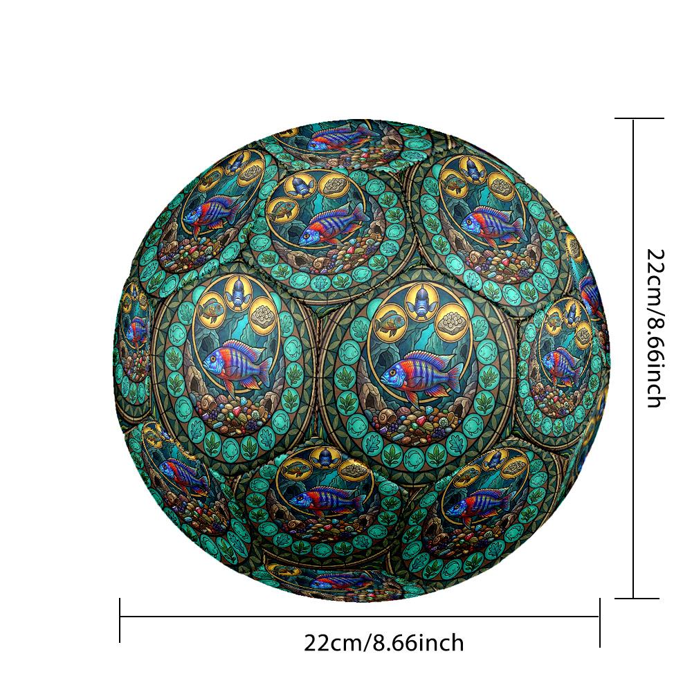 Aquatic Life Mandala Round Football Size 5 Adult Ball Suitable for Training Matches and Outdoor Team.