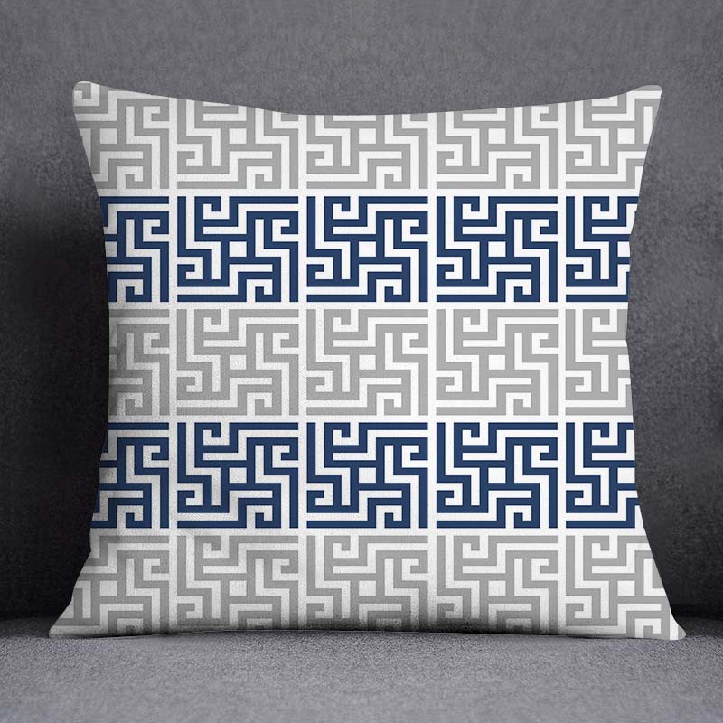 Декоративная наволочка с синим и желтым геометрическим узором. Квадратная наволочка. Декоративная наволочка для домашнего офиса. 45x45cm