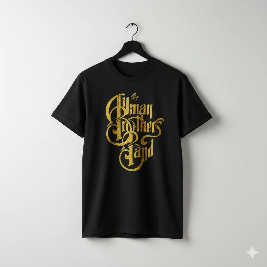 Vintage Southern Rock Script Logo Graphic T-Shirt Black Classic Rock Tee - T684 S